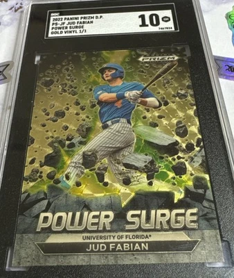 Jud Fabian 2022 Panini Prizm Power Surge GOLD VINYL PRIZM 1 Of 1 SGC 10 Gem Mint - Image 1 of 3