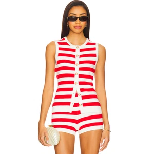 Show Me Your MuMu Devin Conjunto de Mini Pantalones Cortos Tejido a Rayas Rojas Delight, Talla XS - Imagen 1 de 11