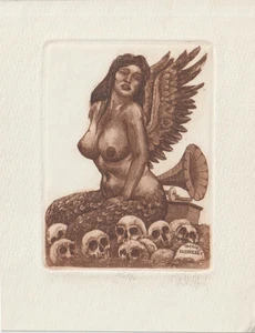 Original Vintage Limited Edition Erotik Gravur Exlibris von VEN ZOLTAN - Bild 1 von 1