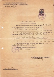 Romania, 1947, Nationality / Good Standing Certificate - Revenue Fiscal Stamp - Picture 1 of 1