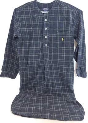 Polo Ralph Lauren Camisón Para Hombres Medio Azul Cuadros Algodón Camisa para Dormir Franela Foto 1 de 4