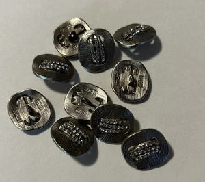 10 silver sparkling Crystal Rhinestone & Metal Buttons for Sewing Shirts Clothes - Picture 1 of 3