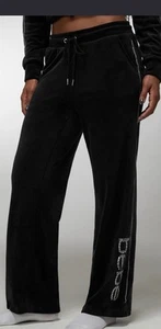 Bebe X Ciara RED Velour Rhinestone RS Logo Pant Scarlett Jogger Drawstring Large - Picture 1 of 17