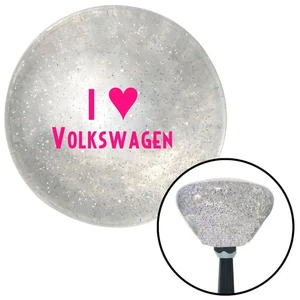 Pink I <3 VOLKSWAGEN Clear Retro Metal Flake Shift Knob w/ M16x1.5 Insert Auto - Picture 1 of 16