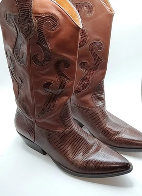 Nine West Women’s Western Cowboy Boots Mid Calf Brown Leather Sz 9M - Image 1 of 4