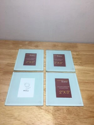 (4) Juego de 4 posavasos de vidrio 2x3" para exhibición de fotos y soporte Sarah Peyton Home Foto 1 de 4