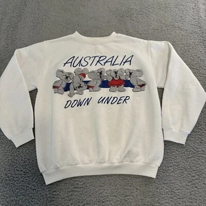 Australia Down Under Sweater Crewneck White Koala Bears Funny Adult Size Large - Picture 1 of 10