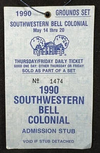 1990 Southwestern Bell Colonial Invitational Golf Tourney Daily Ticket Pass PGA - Picture 1 of 6