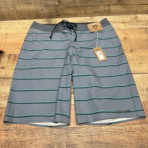NEW Patagonia Hydropeak Board Short Swim Men's 30 x 21 Stripe Light Grey NWT $69 - Picture 1 of 3