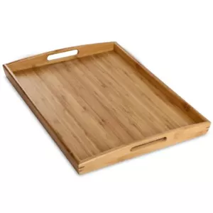 Bamboo Serving Tray with Handles Dinner Food for Bed Breakfast Eating - Picture 1 of 9
