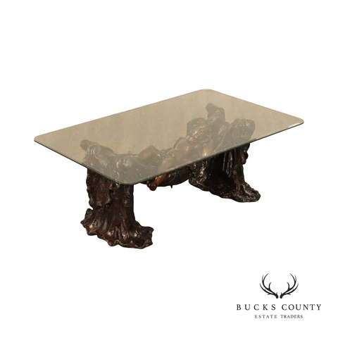 Classical Style Cast Bronze Sleeping Putti Glass Top Coffee Table Cover