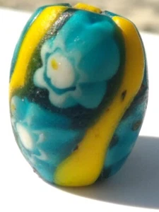 1 alte Murano Millefiori Türkis Sonnenblumen Sammlerperle (Mali) EXEMPLAR - Bild 1 von 2