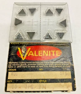 (10 pcs) Valenite TPG 221  Grade: V01 CARBIDE INSERTS - Picture 1 of 4