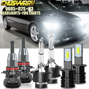 For Lexus IS300 2003-2005 9005+D2S+H3 HID/LED Headlight High-Low+Fog Light Bulbs - Picture 1 of 12