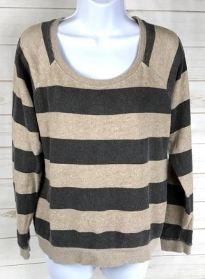 Sudadera a rayas Forever 21 para mujer talla mediana beige carbón usada en excelente estado A4406 Foto 1 de 4