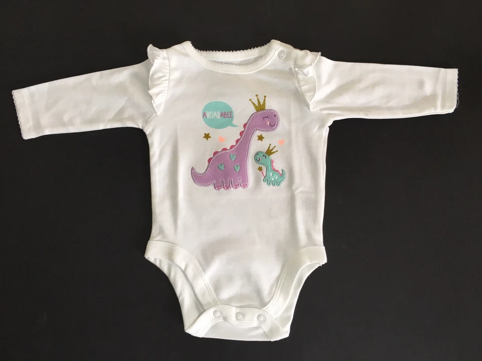 Body Garanimals Bebé Niña Blanco Dinosaurio Manga Acampanada Talla 0-3 Meses  Foto 1 de 1