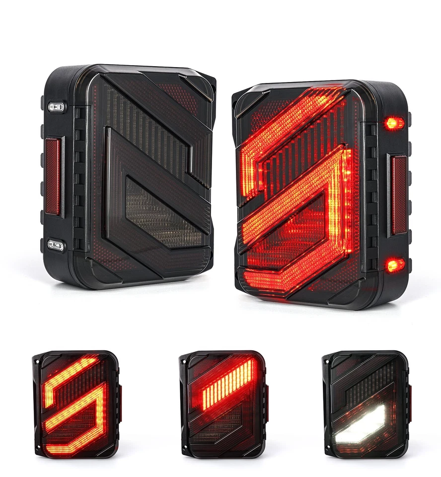 2x For Jeep Wrangler JK JKU 07-18 LED Smoke Tail Lights Rear Brake Reverse Lamps - Image 1 of 4