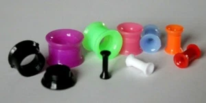 1 Internally Threaded Acrylic Double Flare Earing Flesh Tunnel Screw Fit Earplug - Picture 1 of 10