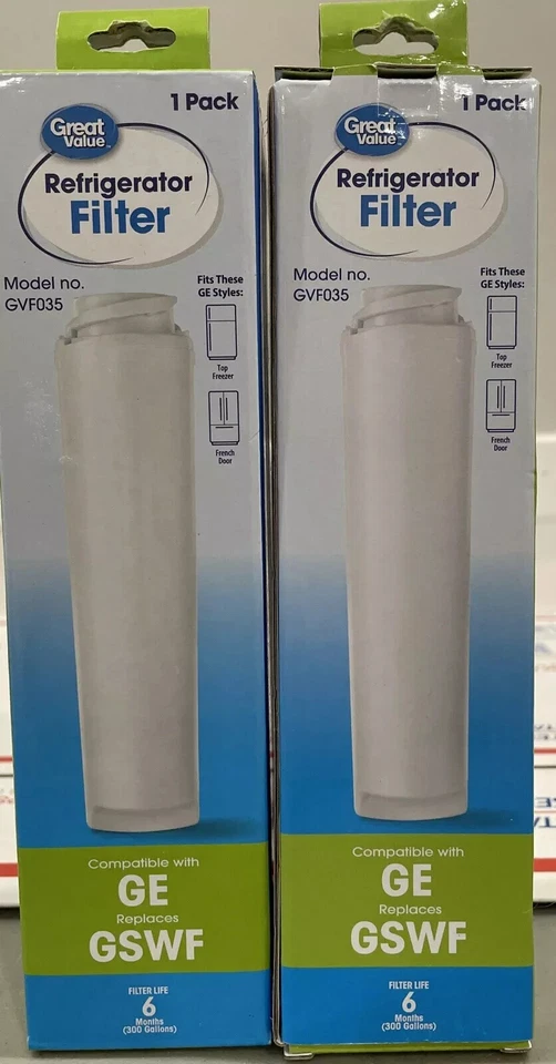 2 Great Value Refrigerator Filters Model No. GVF035 Compatible With GE repl GSWF - Image 1 of 1
