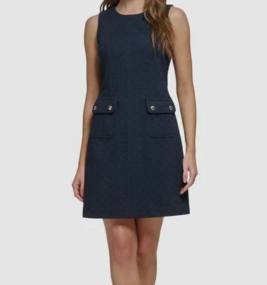 Vestido vaina Tommy Hilfiger para mujer azul tejido de canasta talla pequeña 0P Foto 1 de 4