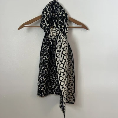 Coach Reversible Logo Mezcla de Lana Bufanda Silenciador Invierno Diseñador Clásico Tejido Foto 1 de 4
