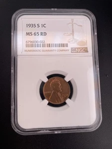 1935-S Lincoln Wheat Cent 1C NGC MS 65 RD - Picture 1 of 8
