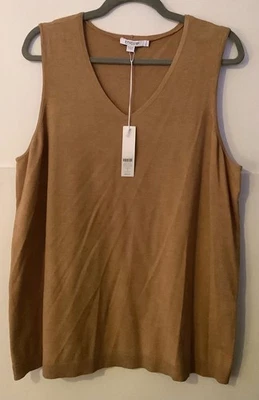NUEVO - CHICO’S Talla 3 (XL) Suéter Tanque, Cuello en V Camel Top Envío Gratis Foto 1 de 3