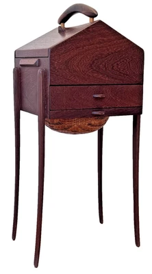 Studio Craft Wood Sewing Spool Storage Cabinet Chest Table Vtg Danish Design Mcm - Image 1 of 4