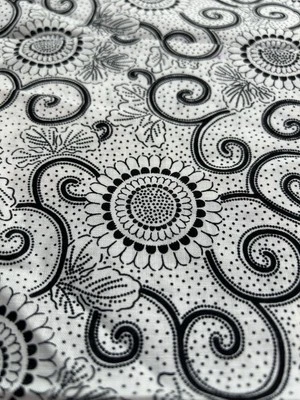 Edredón de tela mandala blanco negro puntos de desplazamiento polialgodón 16" x 44" F61 Foto 1 de 3