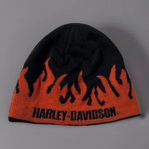 Harley Davidson All Over Beanie Flame Fire schwarz orange Herren Mütze Bike Cap - Bild 1 von 7