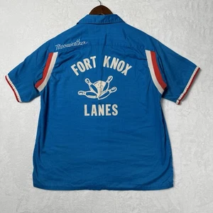 Vintage 60s Hilton Bowling Shirt Chain Stitch Mens Large Fort Knox Rockabilly - Picture 1 of 10