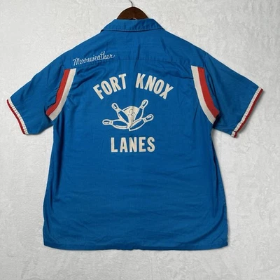 Vintage 60s Hilton Bowling Shirt Chain Stitch Mens Large Fort Knox Rockabilly - Image 1 of 4