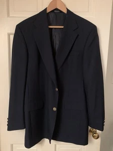 Vintage Burberry Blazer Sport Coat Jacket Wool Gold Buttons Navy Blue sz 41 L - Picture 1 of 17