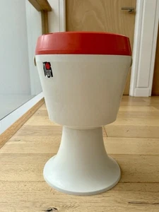 Vintage 70s Flair Netherlands Space Age Sewing Basket/Stool White & Orange - Foto 1 di 24