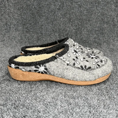 Taos Wolderness 2 拖鞋女式 10.5 码灰色羊毛花卉骡子懒人鞋 — 第 1/4 张图片
