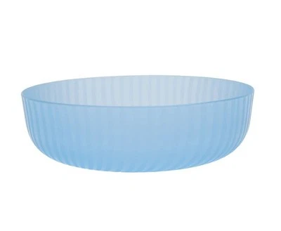 Set of 4 | MAINSTAYS Plastic 42oz Dinner Bowls, Round Swirl Translucent • Blue - Image 1 of 4