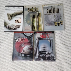 Saw 1-5 DVD Lot Horror Movie Set Directors Cut Lionsgate Some Discs Light Marks - Picture 1 of 14
