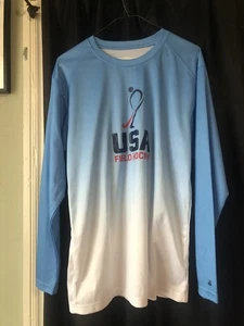 Badger Sport USA￼ Field Hockey Activewear Long Sleeve SizeSmall White Light Blue - Picture 1 of 8