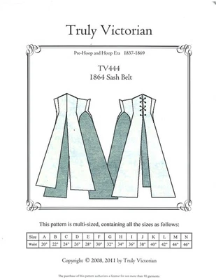 2011 Truly Victorian TV444 1864 Sash Belt sewing pattern uncut - Image 1 of 3