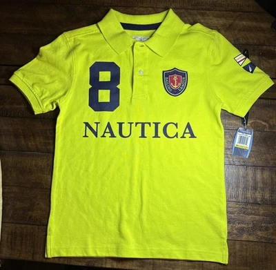 Boys Nautica Lemon LimeNautical Patch Polo Shirt Size 10-12 - Image 1 of 4
