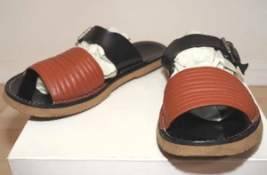 Dries Van Noten Men 8.0US Strap Sandals Leather 41 lack Brown Luxury Elegant LTD - Picture 1 of 10