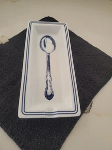 Reposacucharas de cerámica blanca y azul Túnez, hecha a mano y pintada a mano - Imagen 1 de 5