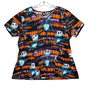 Disney Nightmare Before Christmas Halloween CNA Nurse Scrub Top Halloween Sz 2X? - Picture 1 of 6