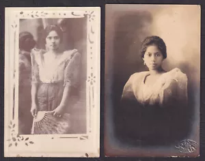 Filippine FILIPINA SIGNORE foto reale 2 cartoline d'epoca RPPC D16 - Foto 1 di 3