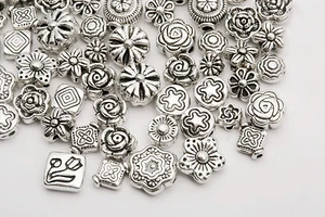 45g (about 80pcs) Mixed Tibet Silver Flower Beads Spacer For Bracelet Jewelry - Picture 1 of 2