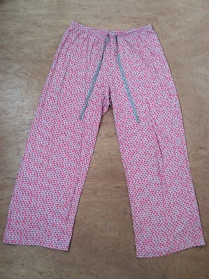 Hue Pants Womens MEDIUM PAJAMA Elastic Waist Wide Leg DRAWSTRING KISS LIPS - Image 1 of 4