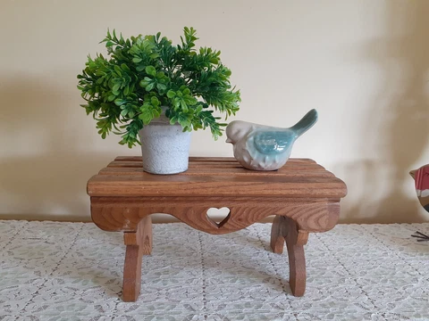 Country Farmhouse Solid Oak Beautifully  Handcrafted Table Stool Plant Stand Cover
