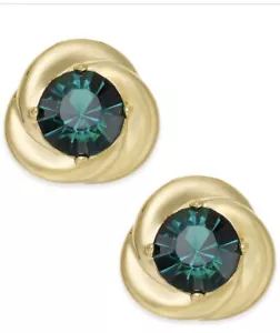 $35 Elliot Danori Gold Tone Green Crystal Stud Earrings #29 - Picture 1 of 10
