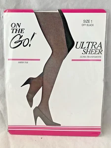 On the Go Ultra Sheer Pantyhose Womens Size 1 Sheer Toe Off Black B25-1 - Picture 1 of 3