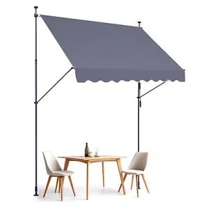 VEVOR Balkonmarkise Markise Klemmmarkise Sonnenmarkise mit Kurbel 250x120cm Grau - Bild 1 von 12